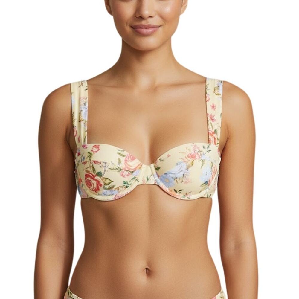 Weworewhat Claudia Underwire Bikini Top Sand Multi Women XL NWT